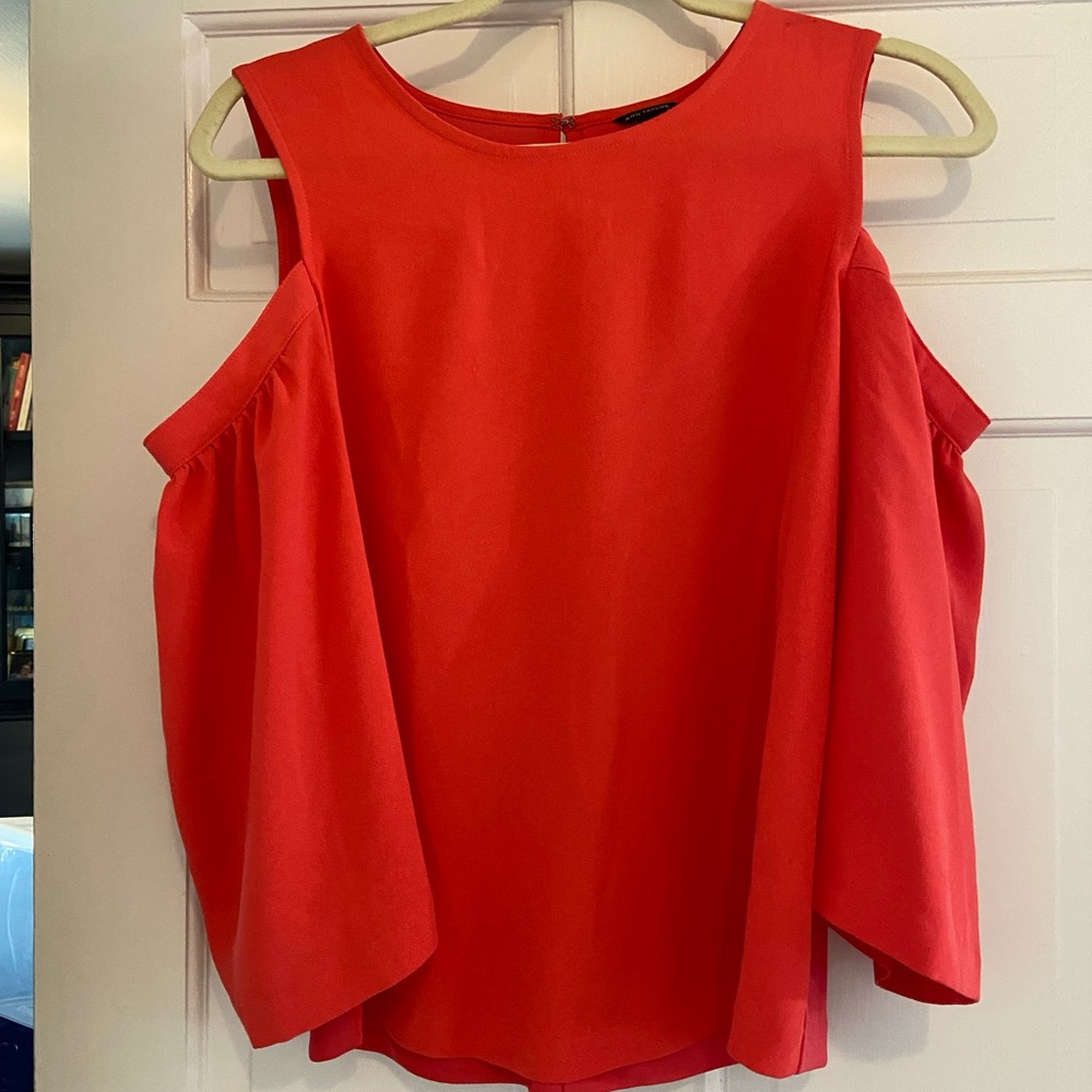 Ann Taylor Coral cold shoulder Blouse